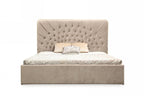 Moontide - Glam Beige Velvet and Brushed Brass EK Bedroom Set - Glam Beige Velvet and Brushed Brass EK Bedroom Set