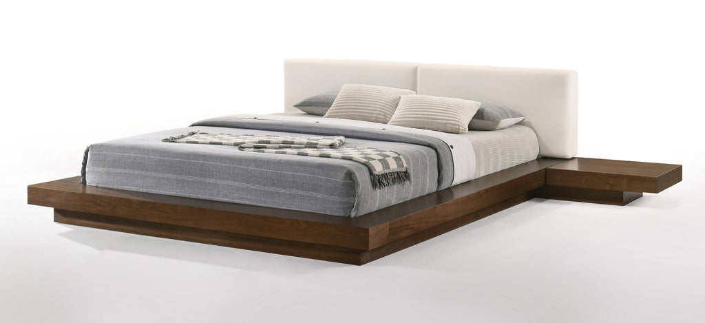 Tokyo - Eastern King Contemporary Walnut and White Platform Bed - Eastern King Contemporary Walnut and White Platform Bed
