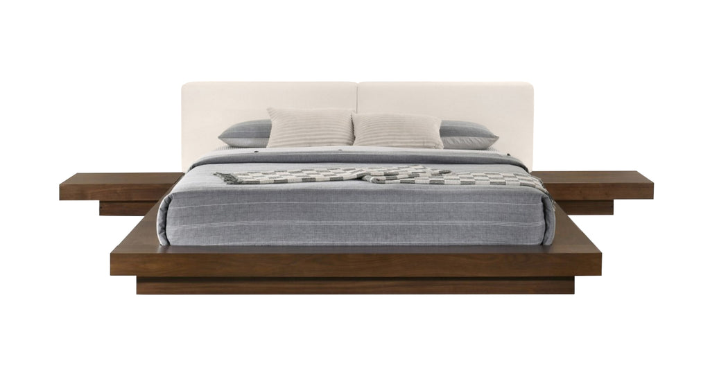 Tokyo - Eastern King Contemporary Walnut and White Platform Bed - Eastern King Contemporary Walnut and White Platform Bed