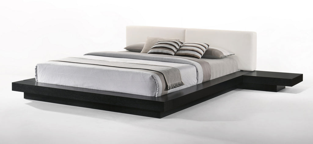 Tokyo - Contemporary Black and White Platform Bed - Contemporary Black and White Platform Bed - Queen