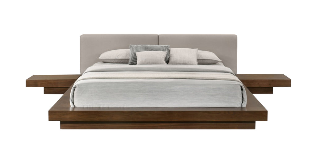 Tokyo - Contemporary Walnut and Grey Platform Bed - Contemporary Walnut and Grey Platform Bed