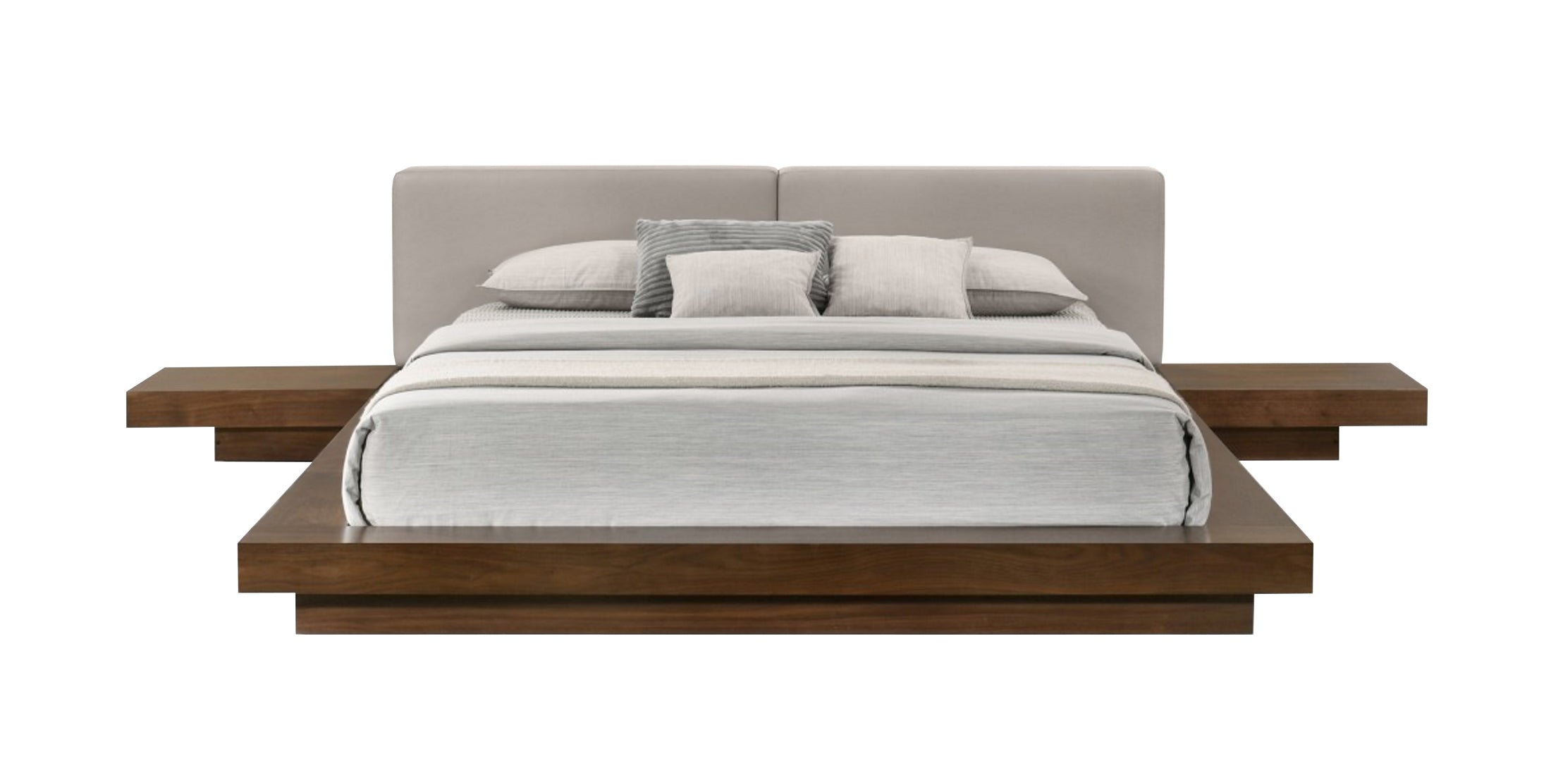 Tokyo - Contemporary Walnut and Grey Platform Bed - Contemporary Walnut and Grey Platform Bed
