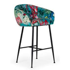 Roxann - Contemporary Floral Velvet Bar Stool