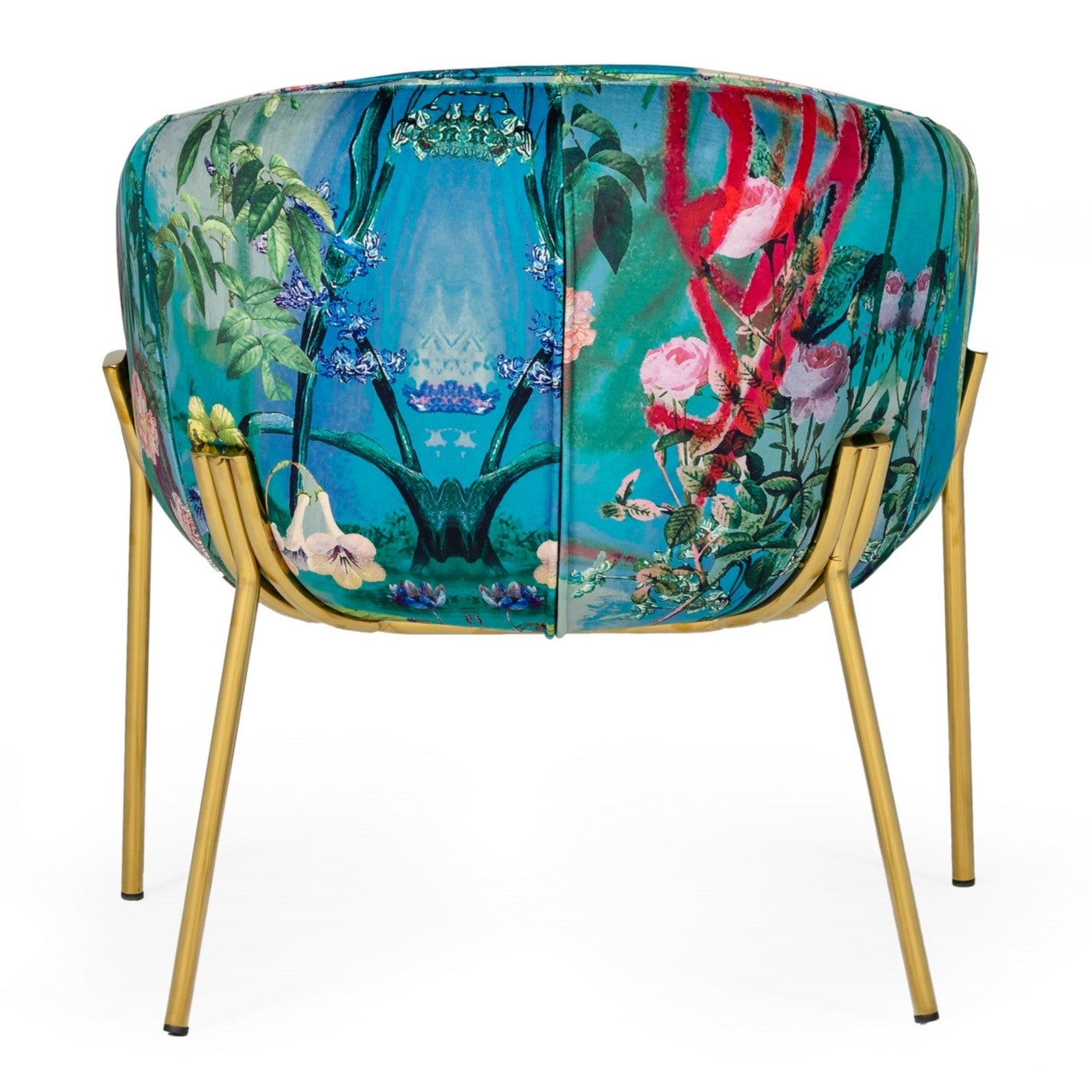 Falco - Contemporary Floral Velvet and Gold Accent Chair