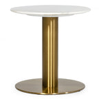 Fairway - Glam White Marble and Brushed Gold End Table