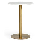 Fairway - Glam White Marble and Brushed Gold Bar Table