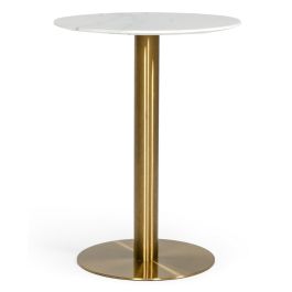 Fairway - Glam White Marble and Brushed Gold Bar Table