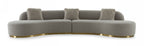 Divani Casa Frontier - Glam Grey Fabric Curved Sectional Sofa