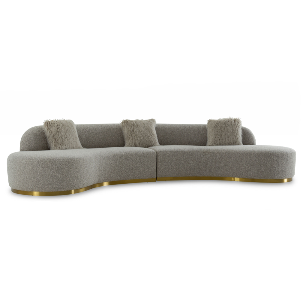 Frontier - Glam Grey Fabric Curved Sectional Sofa
