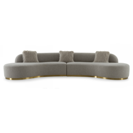 Frontier - Glam Grey Fabric Curved Sectional Sofa