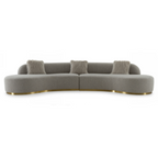 Frontier - Glam Grey Fabric Curved Sectional Sofa