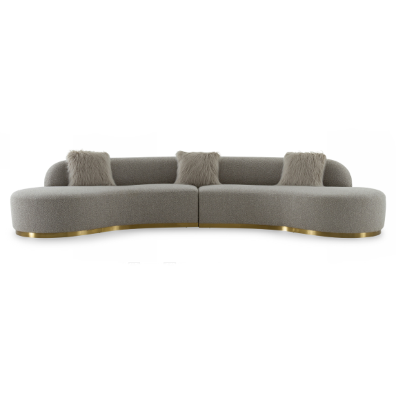 Frontier - Glam Grey Fabric Curved Sectional Sofa