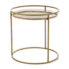 Gilcrest - Glam Brown and Gold Marble End Table