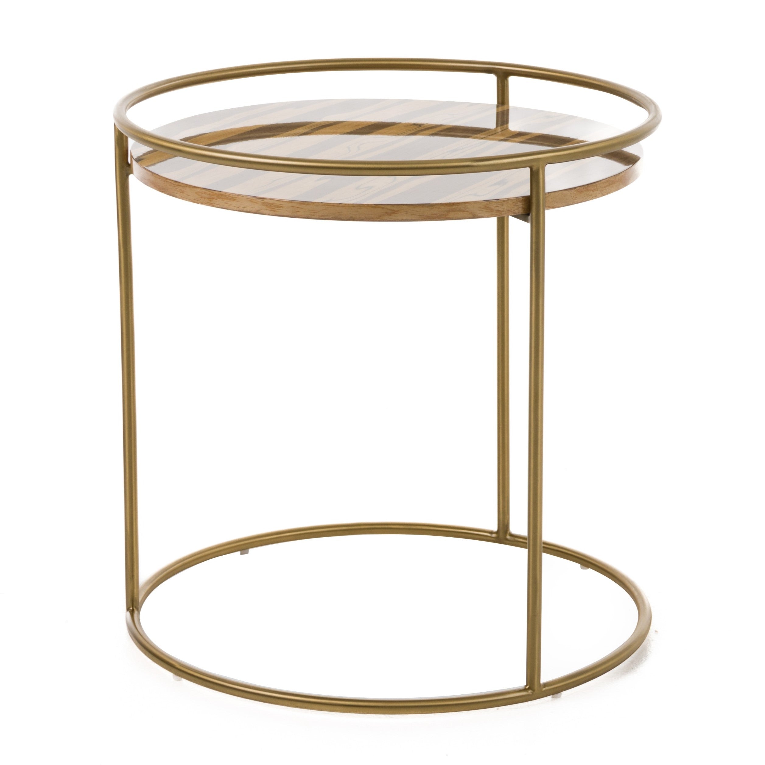 Gilcrest - Glam Brown and Gold Marble End Table