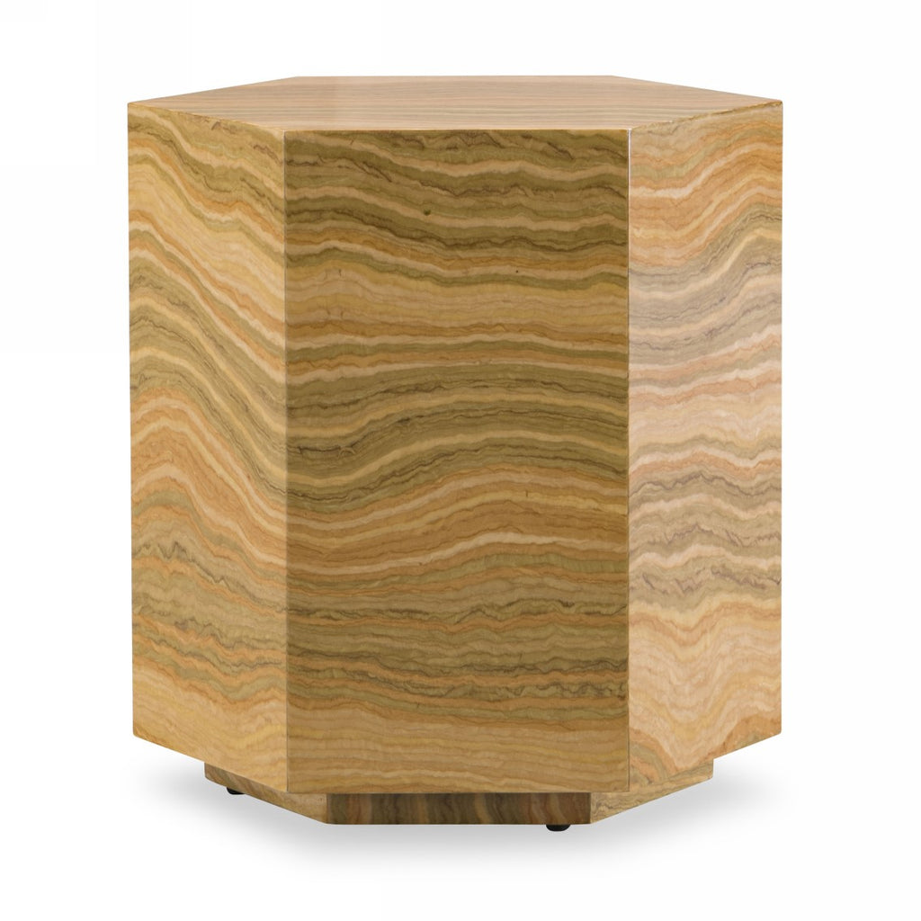 Lacuna - Glam Amber and Gold Marble End Table
