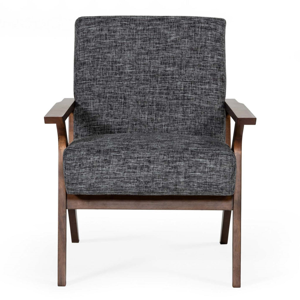 Candea - Mid-Century Walnut and Grey Accent Chair