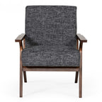 Candea - Mid-Century Walnut and Grey Accent Chair
