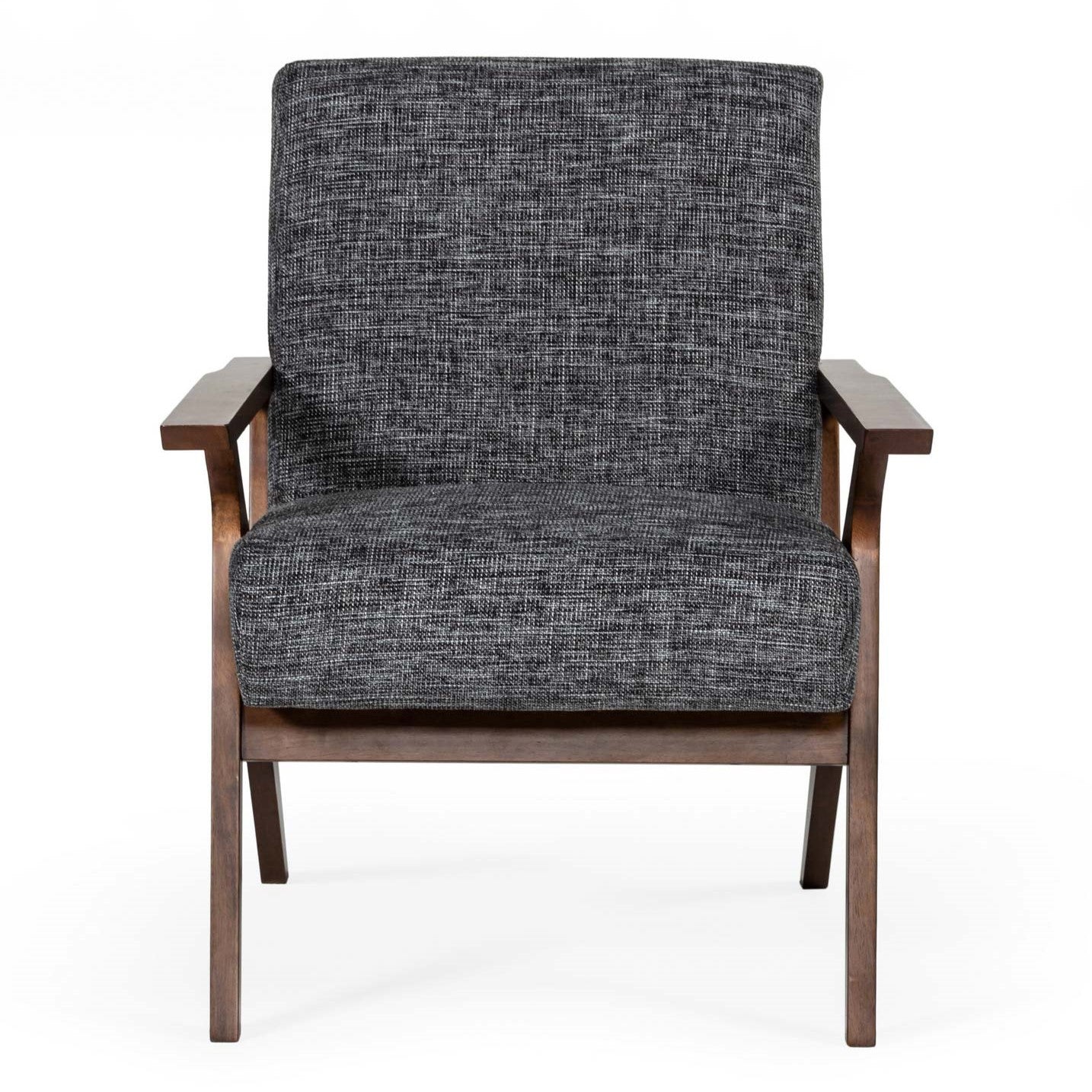 Candea - Mid-Century Walnut and Grey Accent Chair