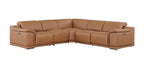9762 Divanitalia 5-Piece L-Shaped Top Grain Italian Leather Sectional Sofa with 3 Power Recliners