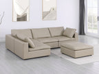 1100 Divanitalia 5-Piece Left Arm Facing 3-Seat Sectional Sofa - Top-grain Italian Leather - Beige