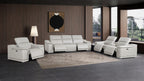 9762 Divanitalia 7-Piece Modular Power Reclining Sofa, Loveseat and Chair Set with 5 Power Recliners in Top Grain Italian Leather - Light Grey - SKU 9762-LT-GREY-7.5-HT-3PC - view 2