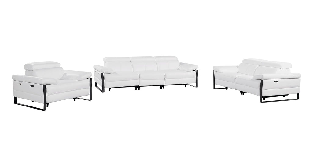 1246 Divanitalia Modular Power Dual Reclining Sofa, Loveseat, and Chair Set with Power Headrests - Top Grain Italian Leather - White - SKU 1246-WHITE-6.5-HT-3PC - view 3