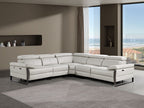 1246 Divanitalia 5-Piece L-Shaped Modular Power Reclining Sectional Sofa with Power Headrests - Top Grain Italian Leather - Light Grey