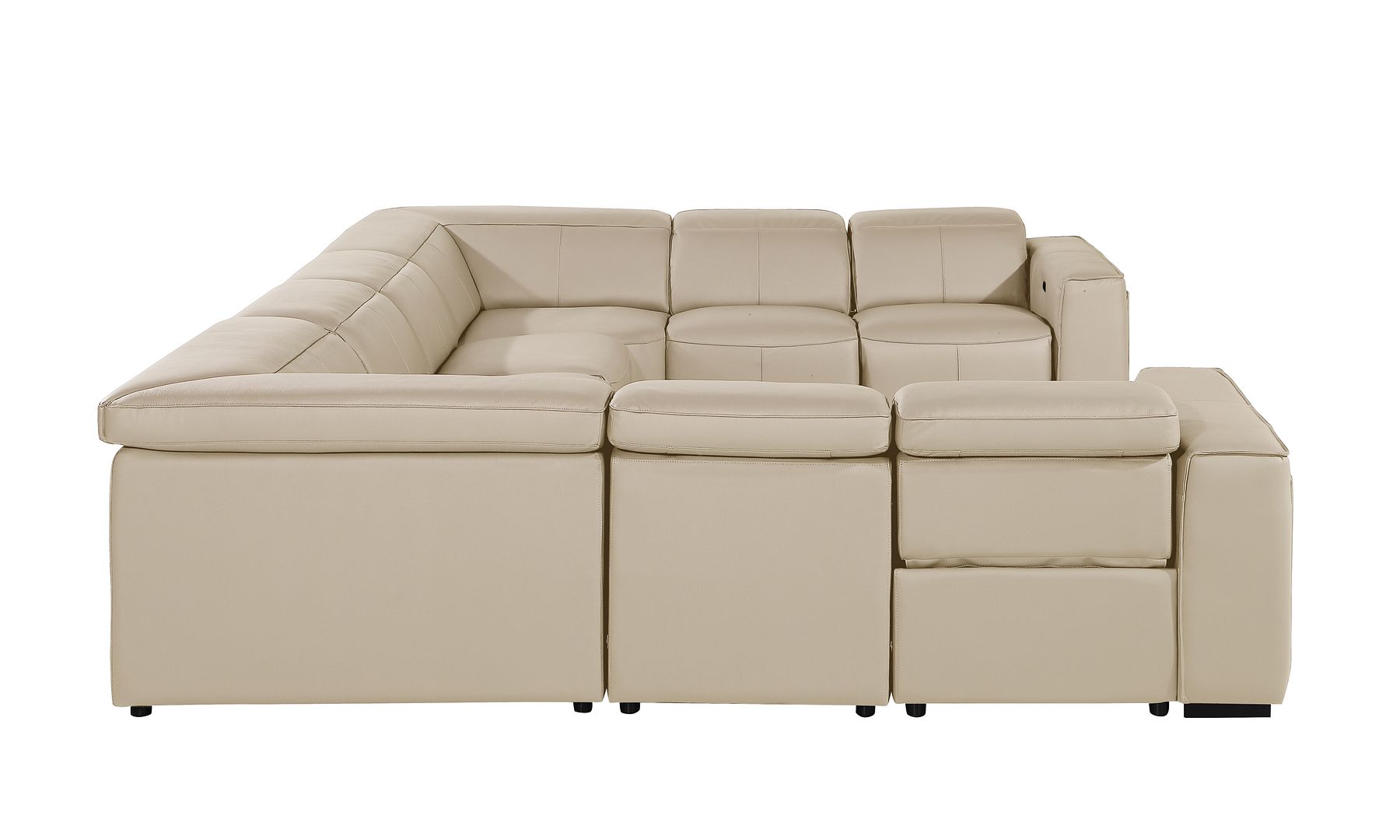 1224 Divanitalia 8-Piece U-Shaped Sectional Sofa in Top Grain Italian Leather with 4 Power Recliners & Power Headrests