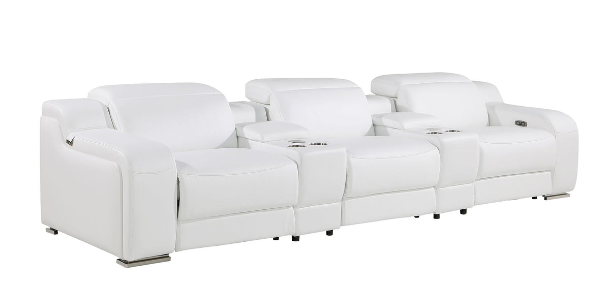 1116 Divanitalia 8-Piece Modular Power Reclining Sofa & Loveseat Set in Top Grain Italian Leather with 5 Power Recliners & Power Headrests - White - SKU 1116-WHITE-8.5-HT - view 6