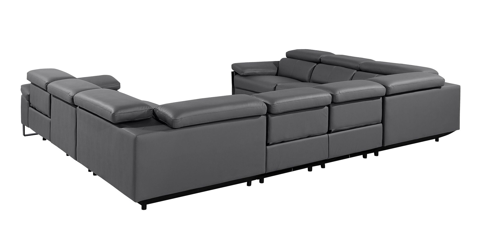 1246 Divanitalia 8-Piece U-Shaped Modular Power Reclining Sectional Sofa with 4 Power Recliners and Power Headrests - Top Grain Italian Leather