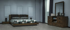 Fantasia - Eastern King Contemporary Dark Walnut and Dark Grey Bed - Eastern King Contemporary Dark Walnut and Dark Grey Bed