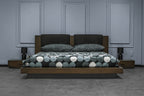 Fantasia - Eastern King Contemporary Dark Walnut and Dark Grey Bed - Eastern King Contemporary Dark Walnut and Dark Grey Bed