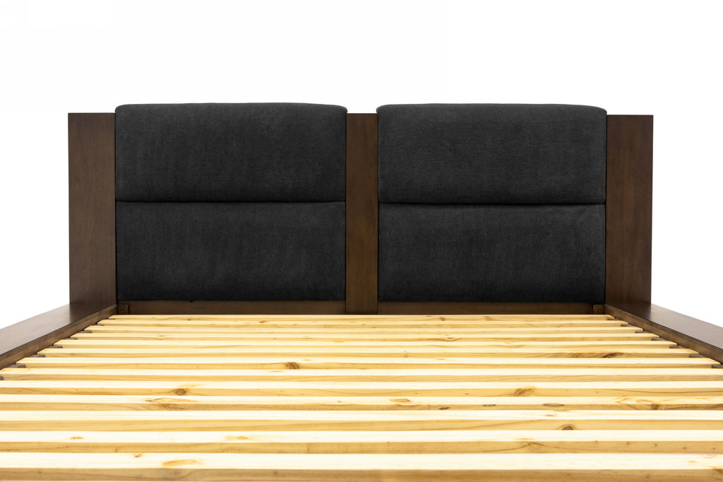 Fantasia - Eastern King Contemporary Dark Walnut and Dark Grey Bed - Eastern King Contemporary Dark Walnut and Dark Grey Bed