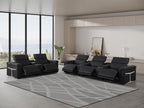1126 Divanitalia 8-Piece Modular Power Reclining Sofa & Loveseat Set in Top Grain Italian Leather with 5 Power Recliners & Power Headrests - Black - SKU 1126-BLACK-8.5-HT - view 2