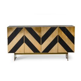 Perret - Glam Black Ash & Brushed Brass Modern Buffet