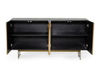 Perret - Glam Black Ash & Brushed Brass Modern Buffet
