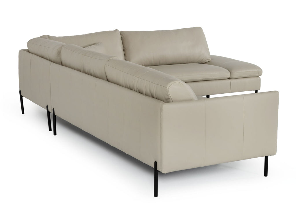 Sherry - Modern Grey Leather Right Facing Sectional Sofa