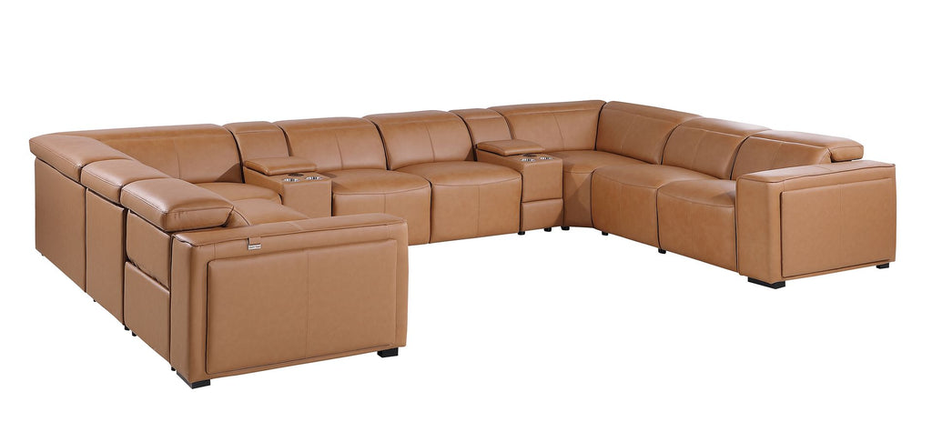 1224 Divanitalia 10-Piece U-Shaped Sectional Sofa in Top Grain Italian Leather with 4 Power Recliners & Power Headrests