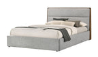 Dustin - Modern Grey Fabric & Walnut Trimmed Bed - Modern Grey Fabric & Walnut Trimmed Bed