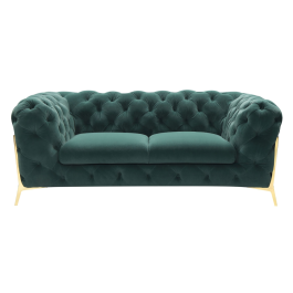 Sheila - Transitional Emerald Green Fabric Loveseat