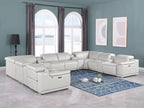 9762 Divanitalia 12-Piece U-Shaped Top Grain Italian Leather Sectional Sofa with 4 Power Recliners