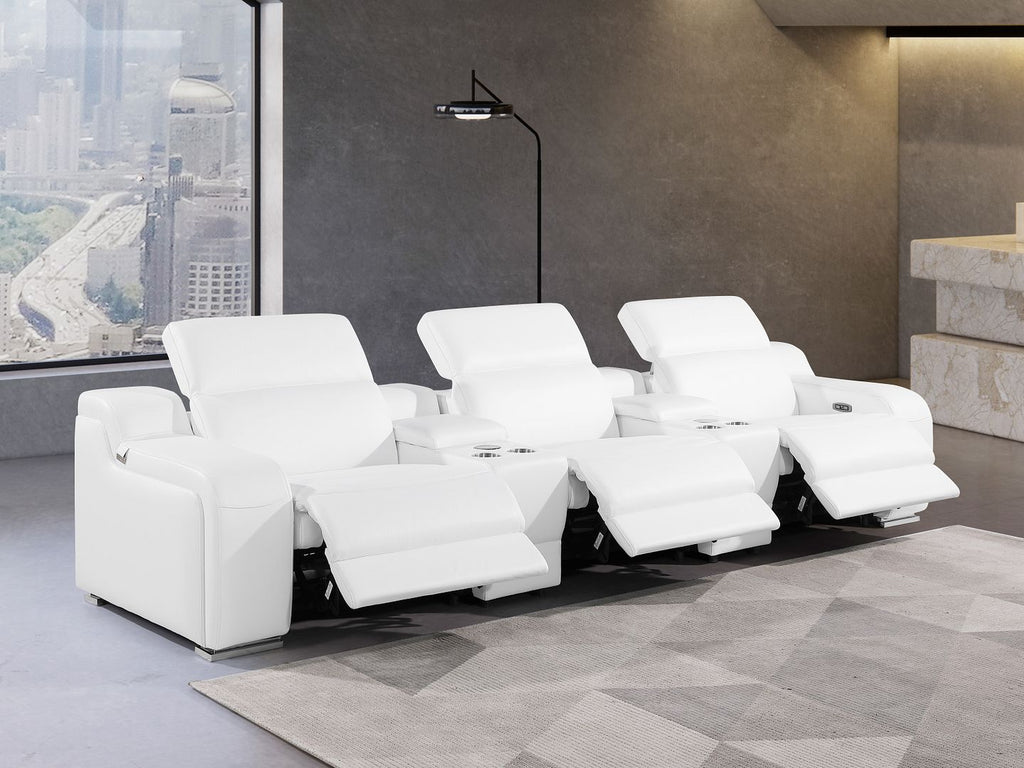 1116 Divanitalia 5-Piece Modular Power Reclining Sofa in Top Grain Italian Leather with 3 Power Recliners & Power Headrests