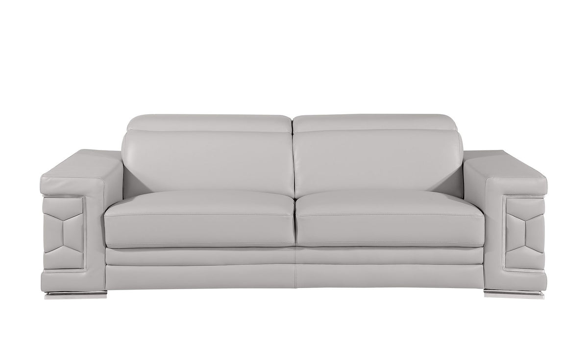 296 Modern Genuine Leather Sofa - Light Grey - SKU 296-LT-GREY-S