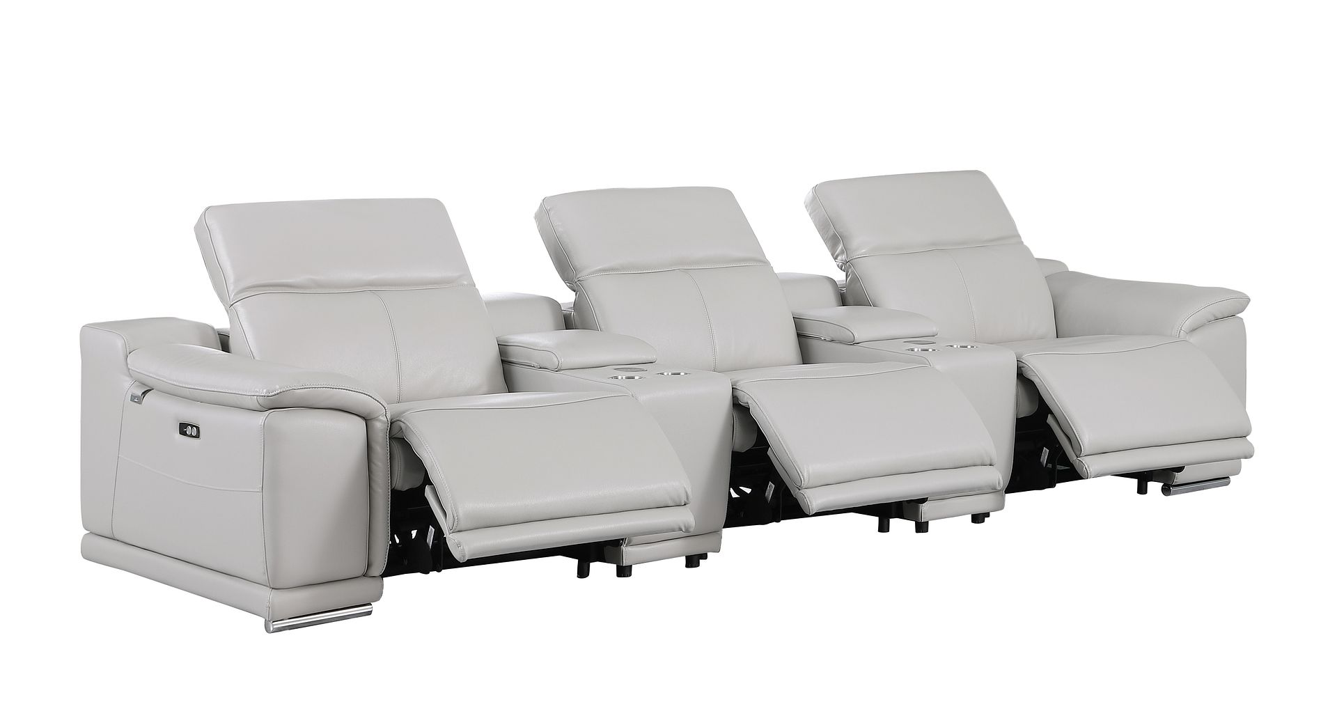 9762 Divanitalia 5-Piece Modular Power Reclining Sofa and Loveseat Set with 3 Power Recliners in Top Grain Italian Leather