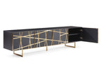 Kilson - Modern Black Oak & Champagne Gold TV Stand