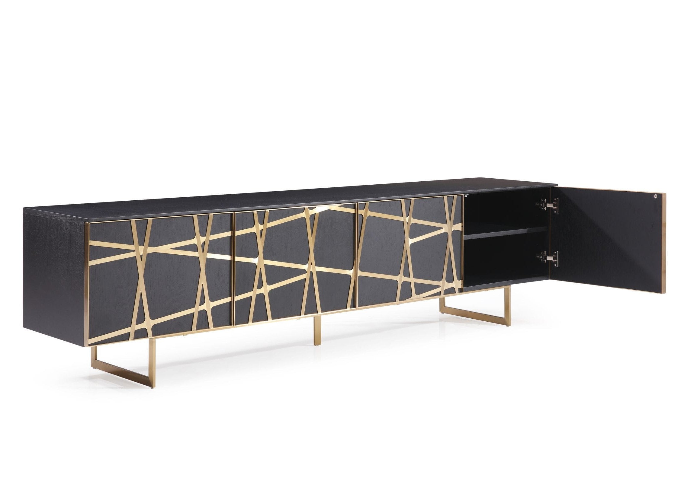 Kilson - Modern Black Oak & Champagne Gold TV Stand