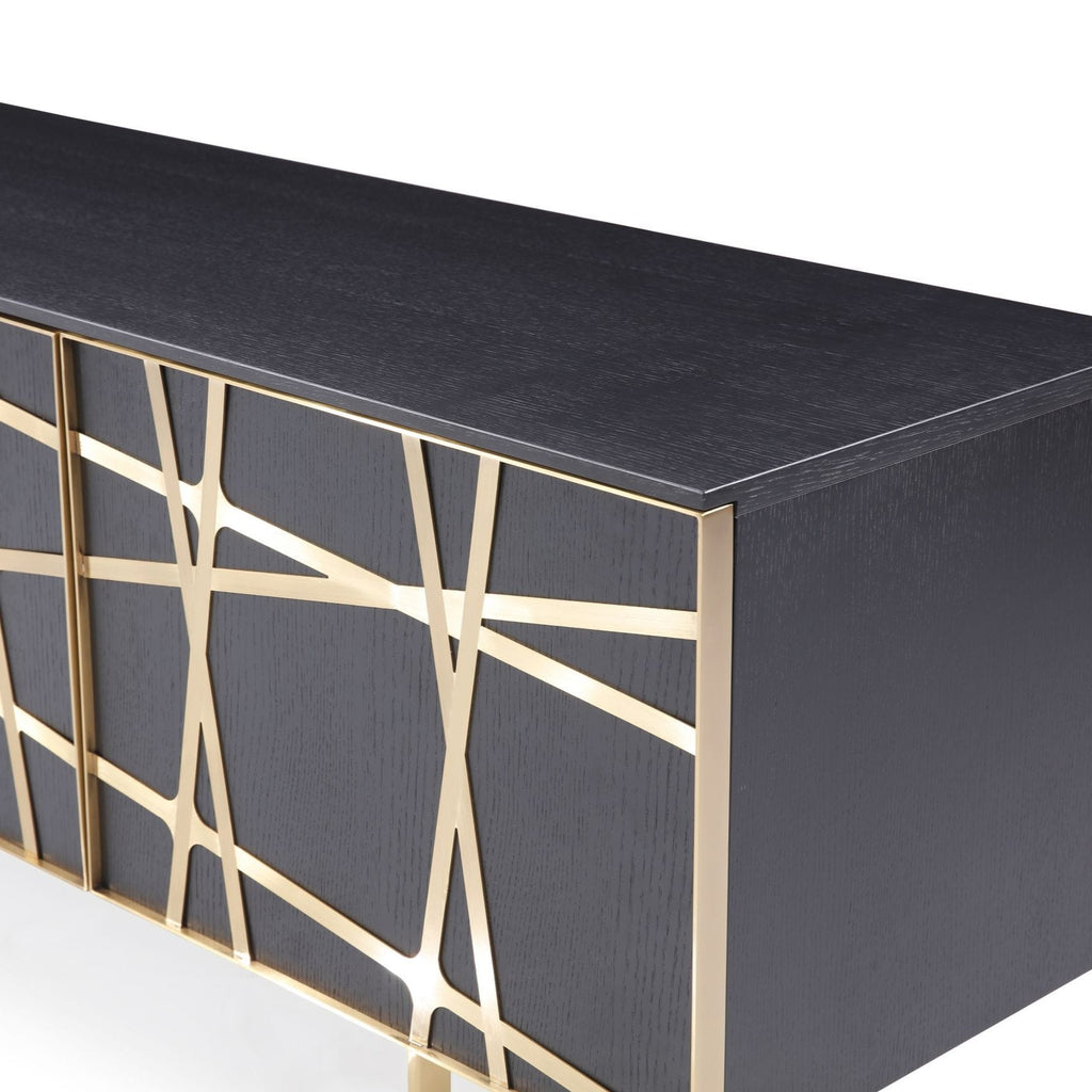 Kilson - Modern Black Oak & Champagne Gold TV Stand