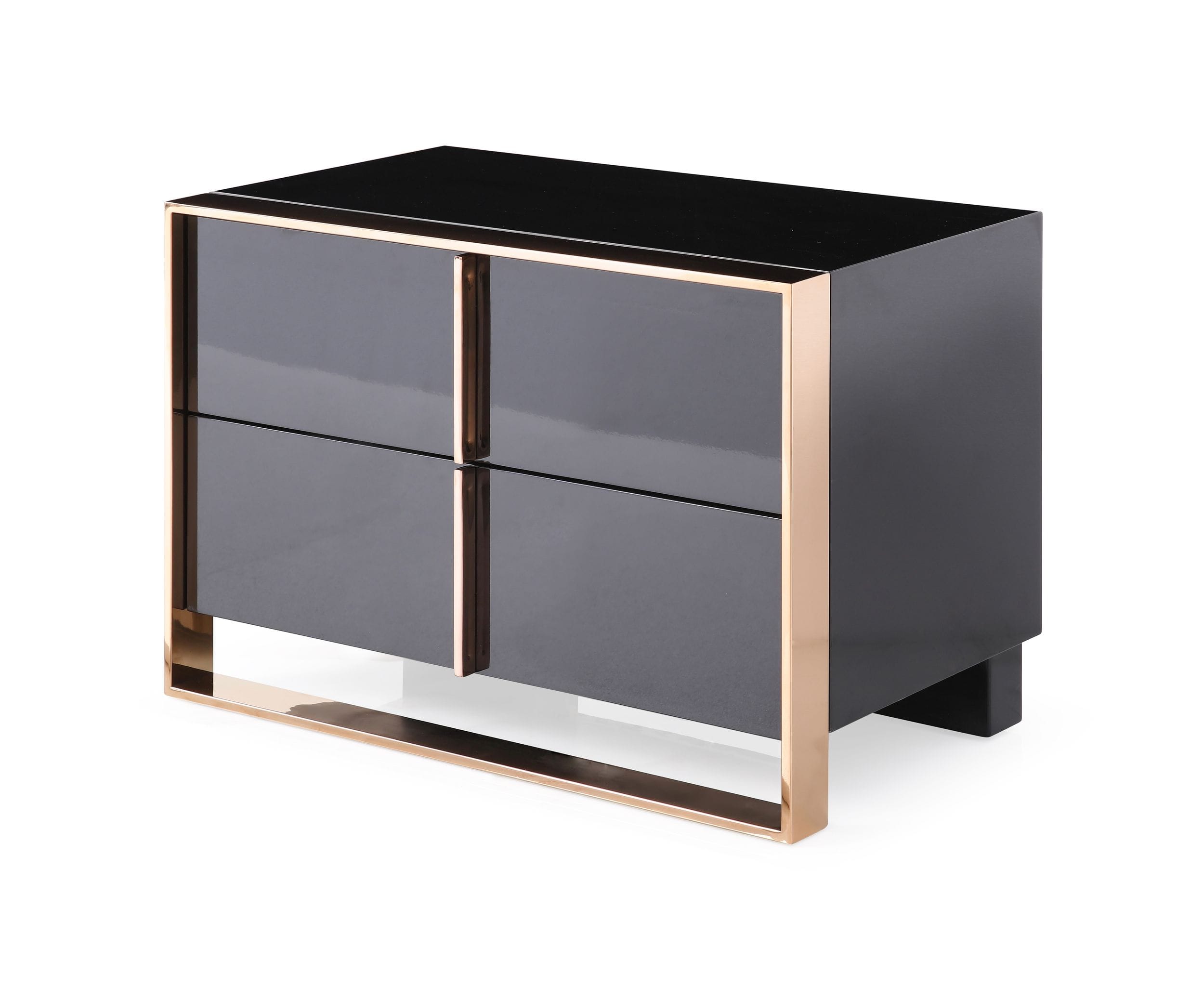 Cartier Modern Black & Rosegold Nightstand