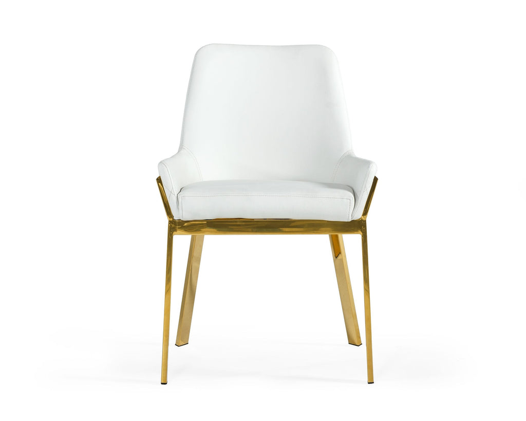 Ganon - Modern White & Gold Dining Chair