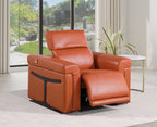1126 Divanitalia Top Grain Italian Leather Power Reclining Chair with Power Headrests - Camel - SKU 1126-CAMEL-CH - view 2